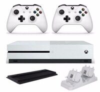 Microsoft Xbox One S (1TB) + 2 контроллера + док-станция на 2 контроллера + вертикальный стенд