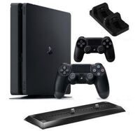 Sony PlayStation 4 Slim (1TB) (CUH-2208B) + 2 контроллера + док-станция на 2 контроллера + вертикальный стенд