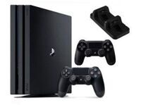 Sony PlayStation 4 Pro (1TB) (CUH-7216B) + 2 контроллера + док-станция на 2 контроллера